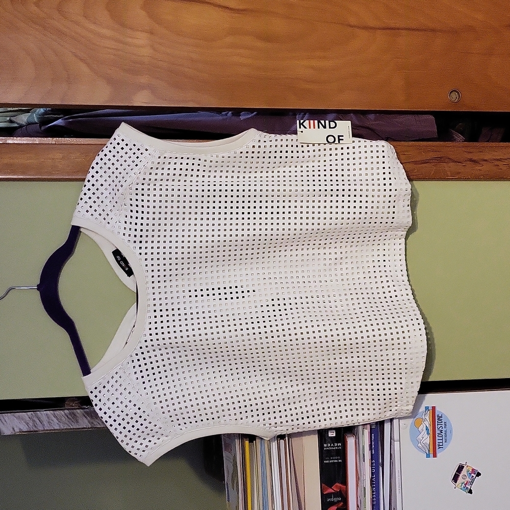Kind of crop shelter white Jordan top pvc large keyhole back